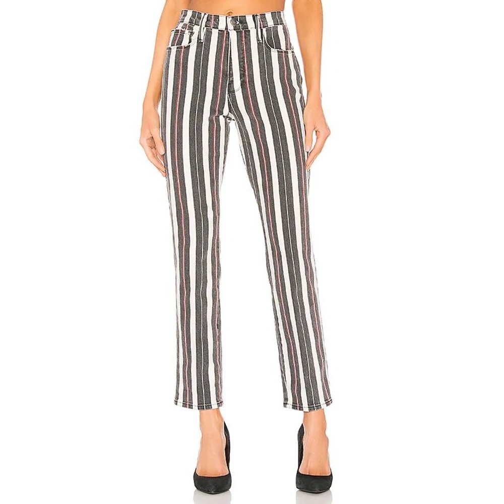 FRAME Denim Le Sylvie Slender Straight Jeans Womens Size 27 Striped High Rise